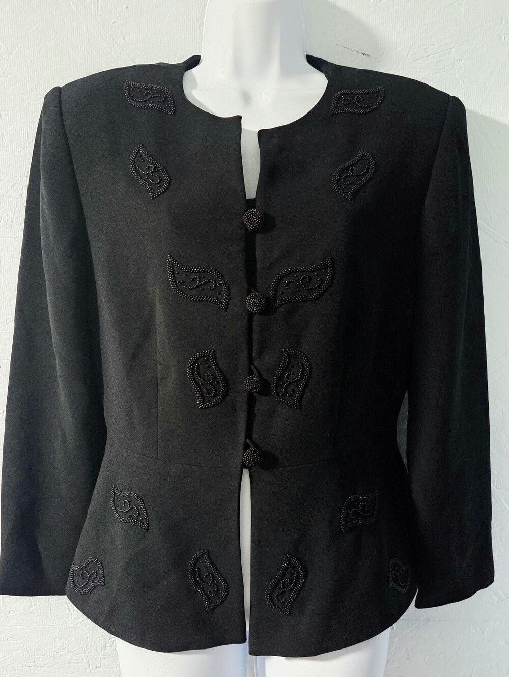 Vintage 90s K.G. Studio Black Embellished Blazer - Size 8